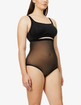 Wolford Womens Black High-rise Tulle Control Briefs In Black