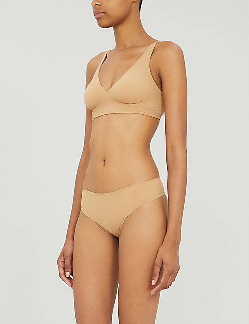 Selfridges & Co Women Clothing Underwear Bras Wireless Bras Signature Skin cropped stretch-cotton bra 