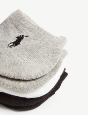 Shop Polo Ralph Lauren Women's White Black Grey Logo Cushioned Sole Socks Set Of Six