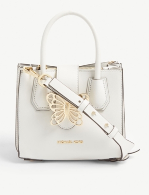 Michael Michael Kors Mercer Butterfly Leather Tote In Optic White | ModeSens