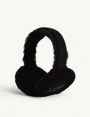 Ugg Genuine Shearling Wired Ear Muffs In Black
