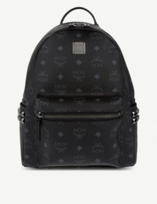 mcm black leather backpack