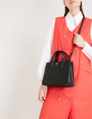 KURT GEIGER BLACK PRACTICAL SAFFIANO LEATHER TOTE BAG