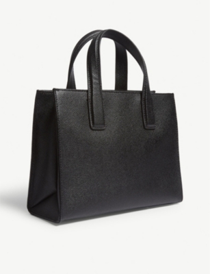 KURT GEIGER BLACK PRACTICAL SAFFIANO LEATHER TOTE BAG