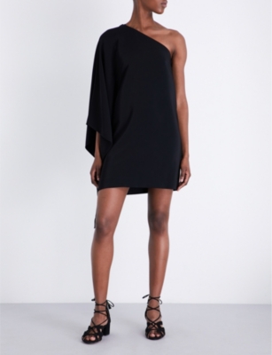 ROSETTA GETTY One-Shoulder Stretch-Crepe Dress, Black | ModeSens