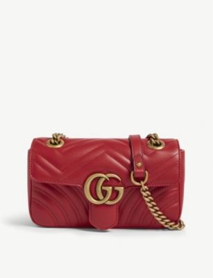 Marmont GG mini leather cross-body bag - RED