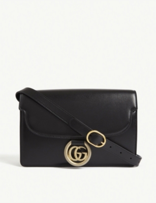 GG logo leather crossbody bag - BLACK