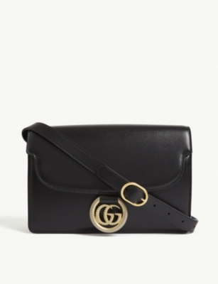 GUCCI: GG logo leather crossbody bag