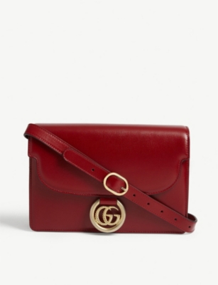 GUCCI: GG logo leather crossbody bag