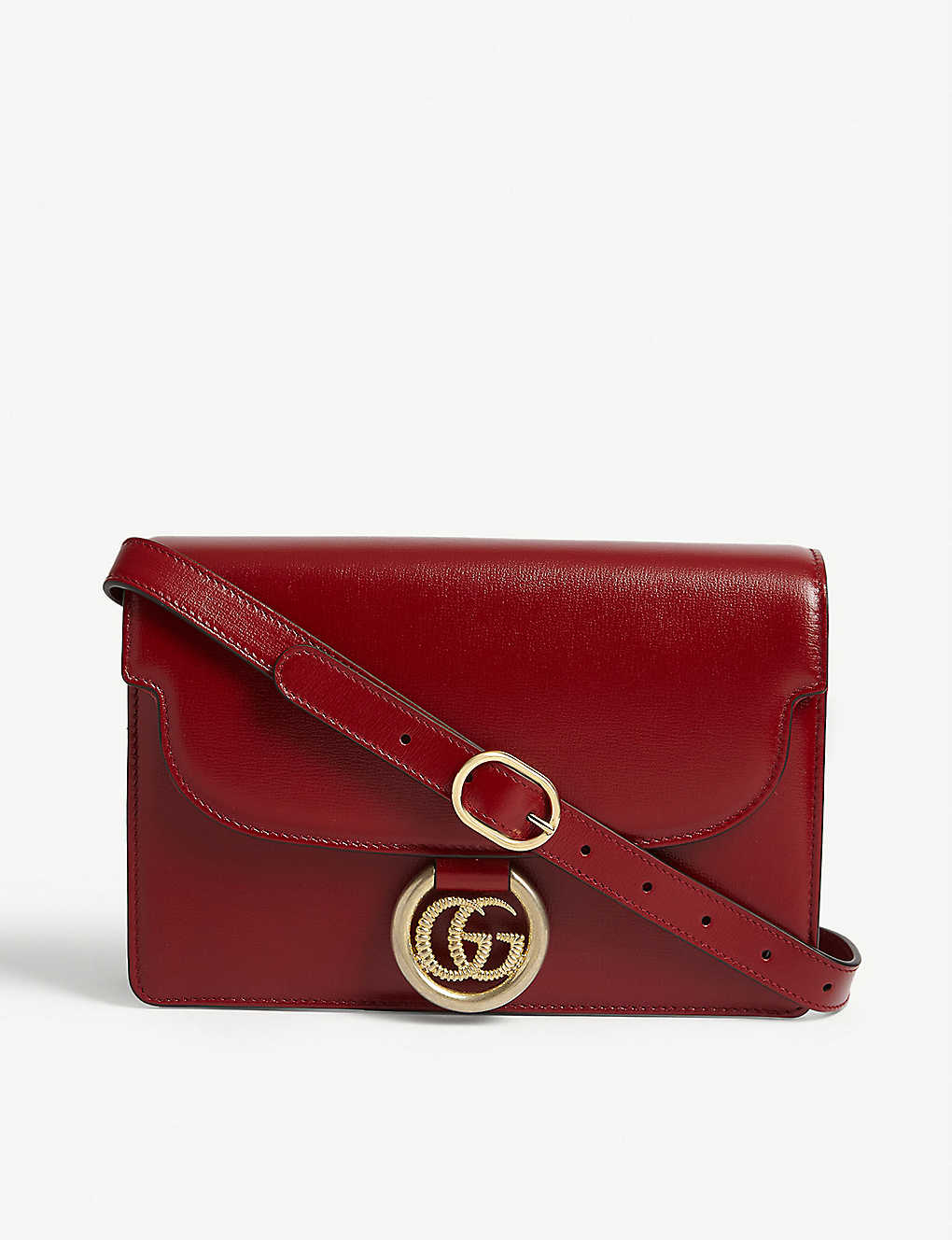 GUCCI: GG logo leather crossbody bag