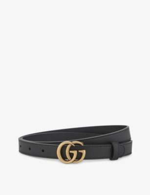 GUCCI - GG buckle slim leather belt | Selfridges.com