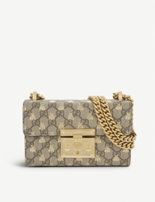 GUCCI - Small GG Supreme canvas and leather bee motif cross-body bag ...