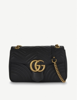 GG Marmont medium leather shoulder bag - BLACK