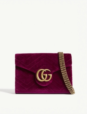 GUCCI - Marmont GG velvet wallet-on-chain | www.bagsaleusa.com