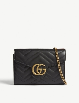 gucci marmont leather wallet on chain