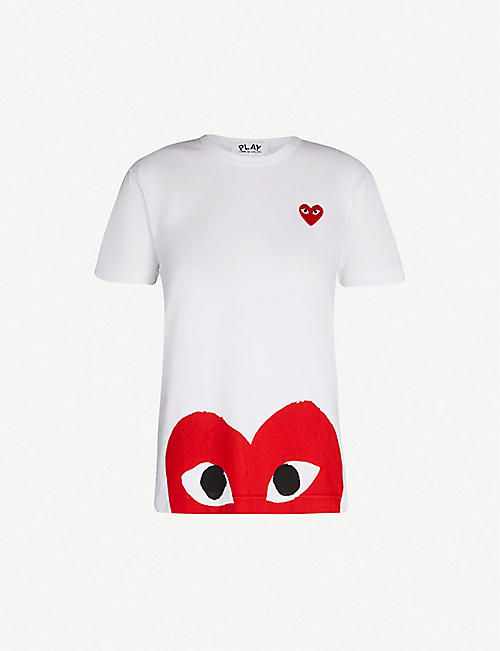 COMME DES GARCONS PLAY: Big heart-appliqué cotton-jersey T-shirt