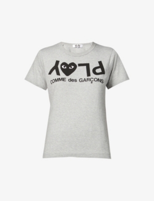 Shop Comme Des Garçons Play Comme Des Garcons Play Womens Grey Reverse Logo-print Cotton-jersey T-shirt