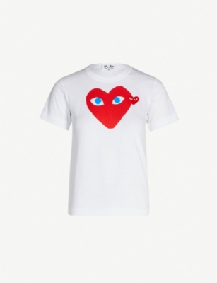 COMME DES GARCONS PLAY: Heart-print cotton-jersey T-shirt