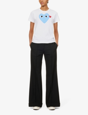 COMME DES GARCONS PLAY: 2 Heart-print cotton-jersey T-shirt
