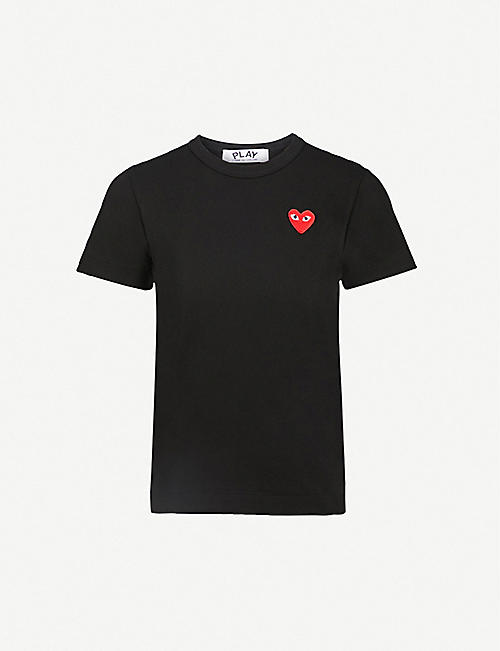 COMME DES GARCONS PLAY: Heart logo-embroidered cotton-jersey T-shirt