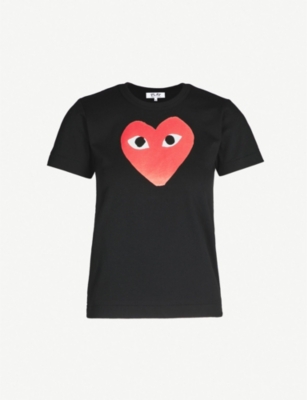 COMME DES GARCONS PLAY: Middle heart-print cotton-jersey T-shirt