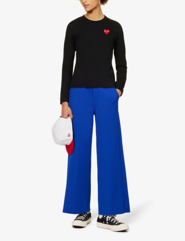 Heart-appliquéd cotton-jersey top