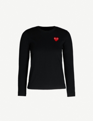 COMME DES GARCONS PLAY: Heart-appliquéd cotton-jersey top