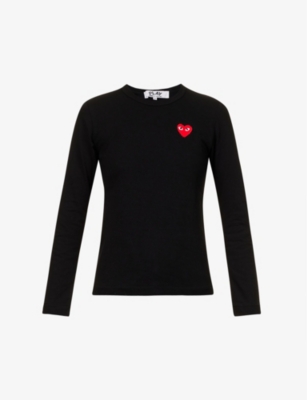 Comme Des Garçons Play Comme Des Garcons Play Womens Black Heart-appliquéd Cotton-jersey Top