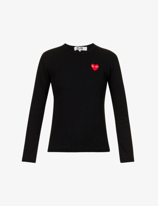Heart-appliquéd cotton-jersey top