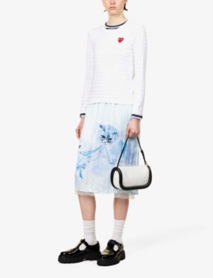 Comme Des Garçons Play Comme Des Garcons Play White Heart Patch Long Sleeve T-shirt In White