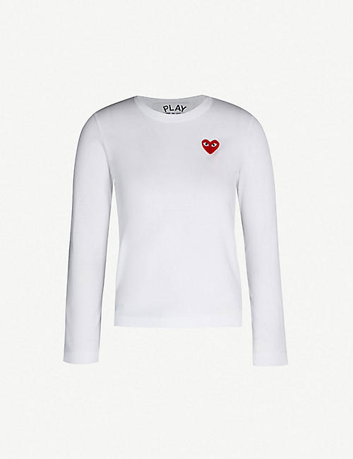 COMME DES GARCONS PLAY: Heart-appliquéd cotton-jersey top