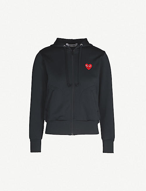 COMME DES GARCONS PLAY: Heart-embroidered cotton-jersey hoody