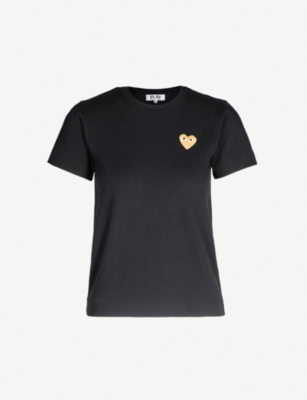 cdg black gold heart