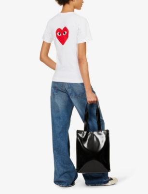 COMME DES GARCONS PLAY: Heart-appliquéd cotton-jersey T-shirt