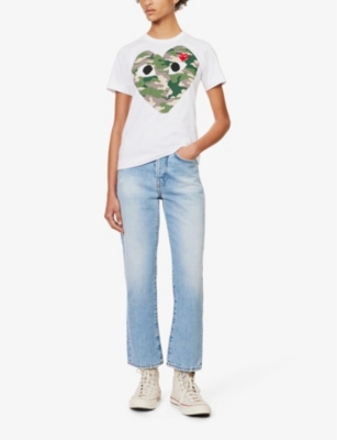 Comme Des Garçons Play Comme Des Garcons Play White And Red Camo Heart T-shirt In White