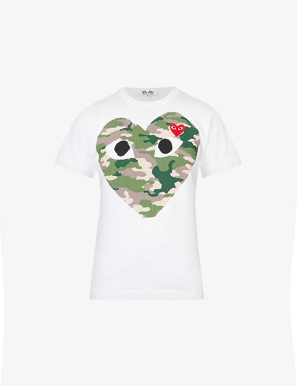 Shop Comme Des Garçons Play Comme Des Garcons Play Women's White Big Heart Camouflage Cotton-jersey T-shirt
