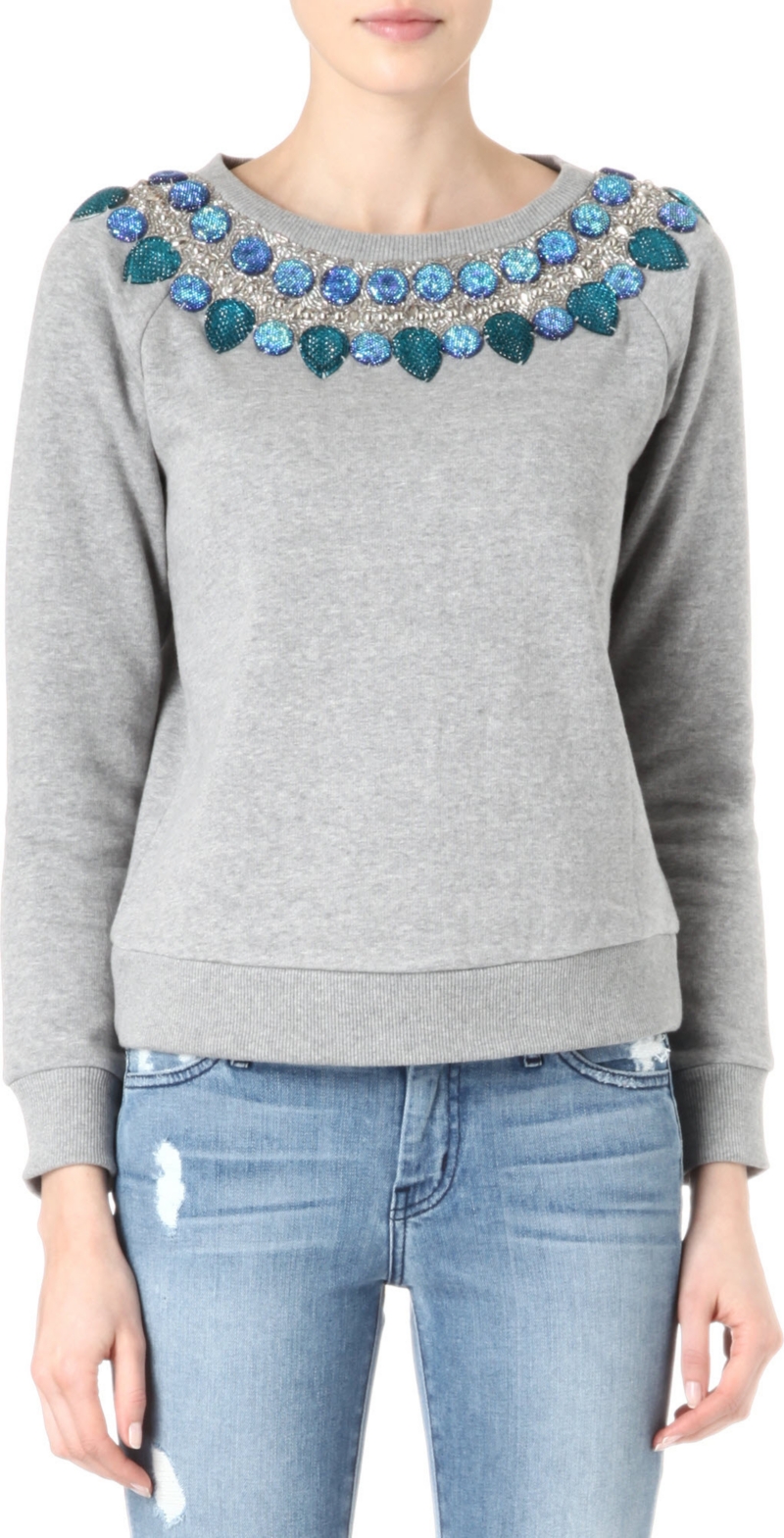 NEEDLE AND THREAD   Embellished jewel sweatshirt