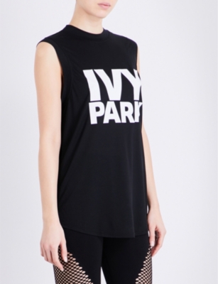 IVY PARK Logo-Print Jersey Top in Black & White Logo | ModeSens