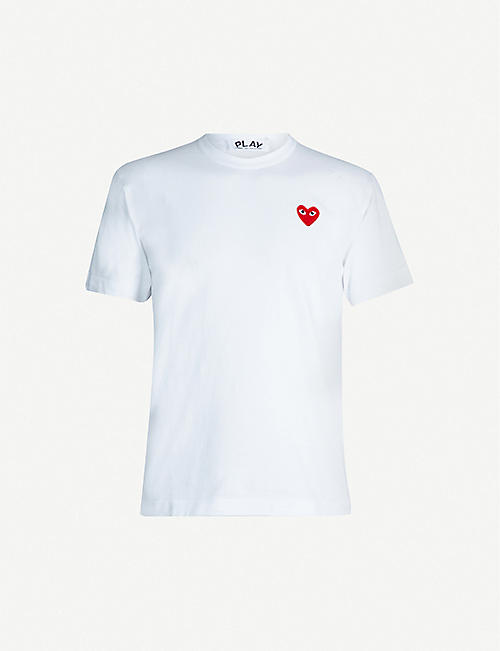 COMME DES GARCONS PLAY: Embroidered heart cotton t-shirt