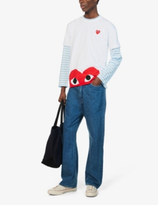Comme Des Garçons Play Comme Des Garcons Play Heart Printed Crewneck T In White