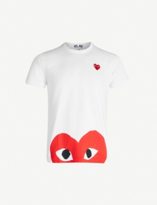 comme des garcons white shirt red heart