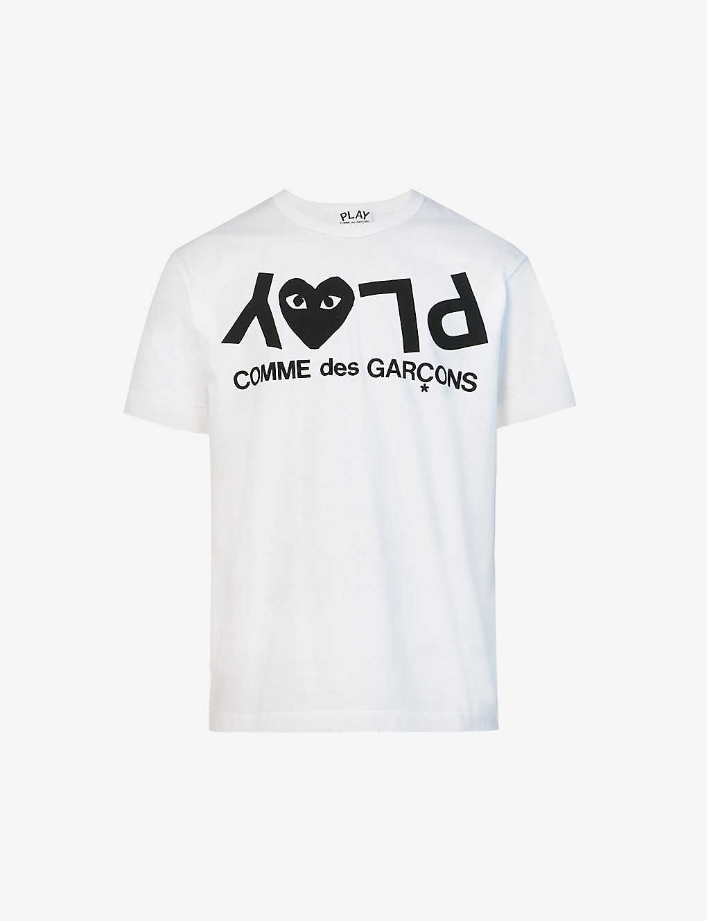 Shop Comme Des Garçons Play Comme Des Garcons Play Men's White Logo-print Cotton-jersey T-shirt