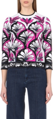 VICTORIA VICTORIA BECKHAM   Floral jacquard stretch knit jumper