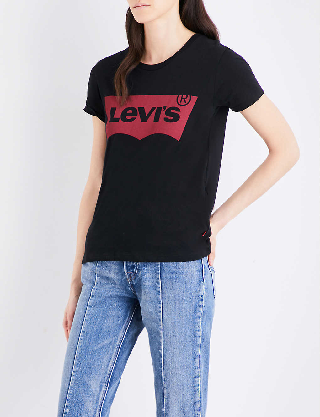 Shop Levi's Levis Women's Large Batwing Black The Perfect Cotton-jersey T-shirt