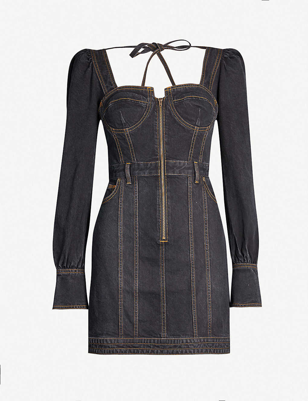 Black Denim Chiffon Dress
