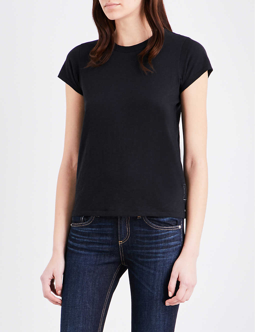 Shop Rag & Bone Women's Black Round Neck Cotton-jersey T-shirt