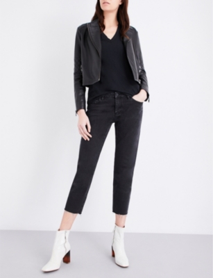 Rag & Bone Womens Black V-neck Cotton-jersey T-shirt In Black