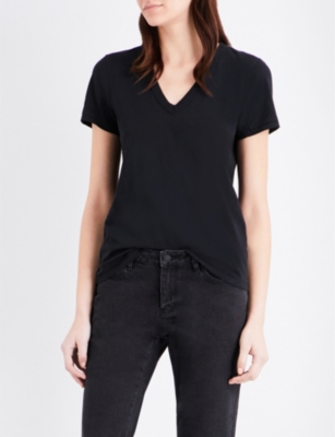 Rag & Bone Women’s Black V-Neck Cotton-Jersey T-Shirt, Size: M