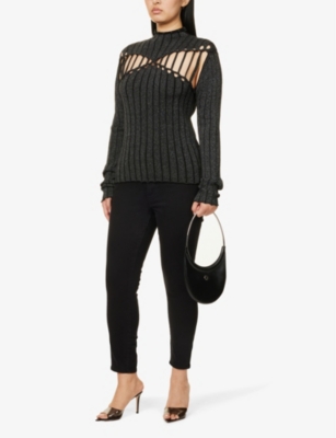 Good American Good Legs Coated Skinny Stretch Jeans In Black In Black001