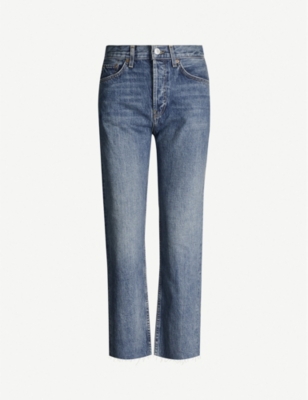 RE/DONE Stove Pipe frayed straight jeans